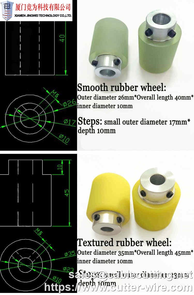 Computer cutting and stripping machine rubber wheel