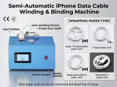 Semi-Automatic iPhone Data Cable Winding & Binding Machine WPM-K287 - Coiling & Binding Machine
