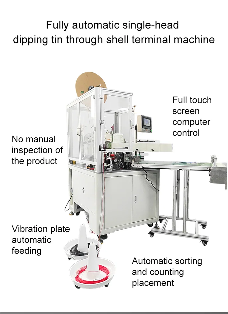  Fully automatic 2P parallel wire single head dipping tin through shell terminal machine. wire insert plastic plug machine, View Parallel wire insert shell plug machine 