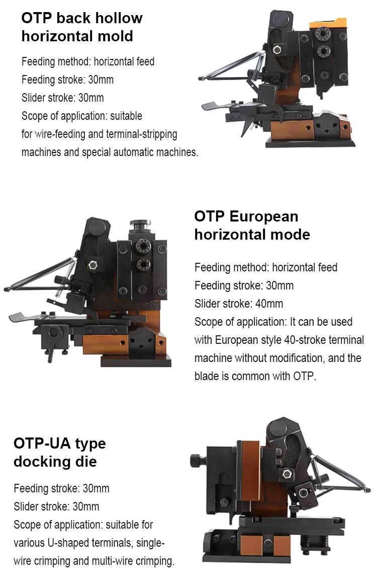 OTP mold for all types of terminal crimping machines, OTP mold for stripping machines, die Crimping mold change, termina