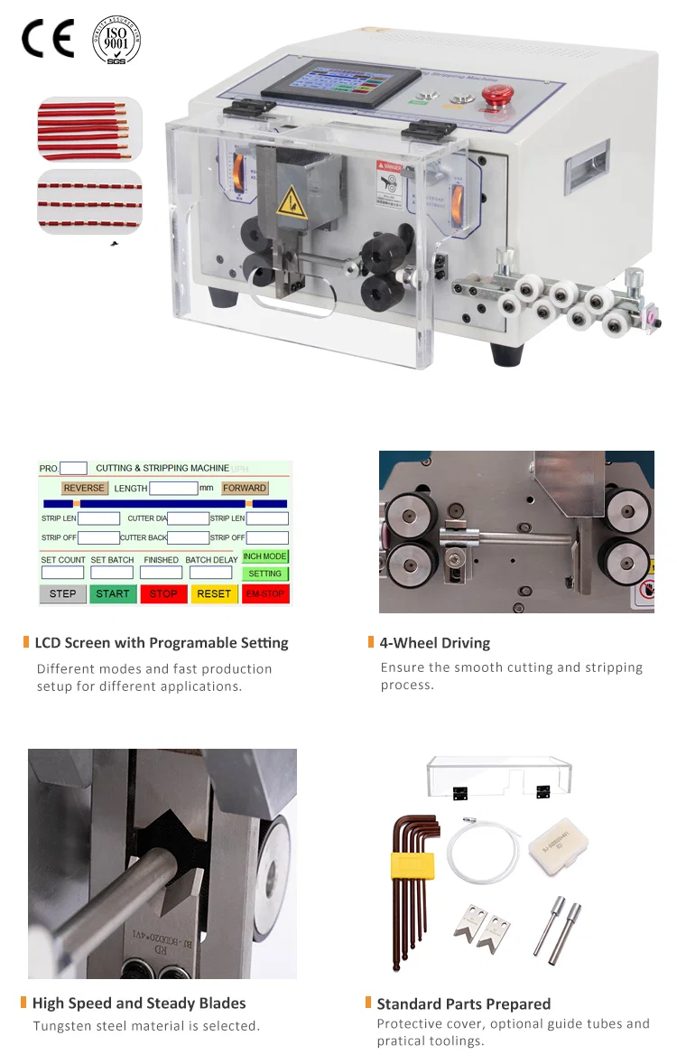 Touch Screen Control Wire Stripping Cutting Machine for 0.1-10mm2 WPM-JES AWG7-AWG28 220V 110V Optional, Wire Cutting And Stripping Machine, Automatic Wire Cable Cutting And Stripping Machine, Wire Stripping Machine 