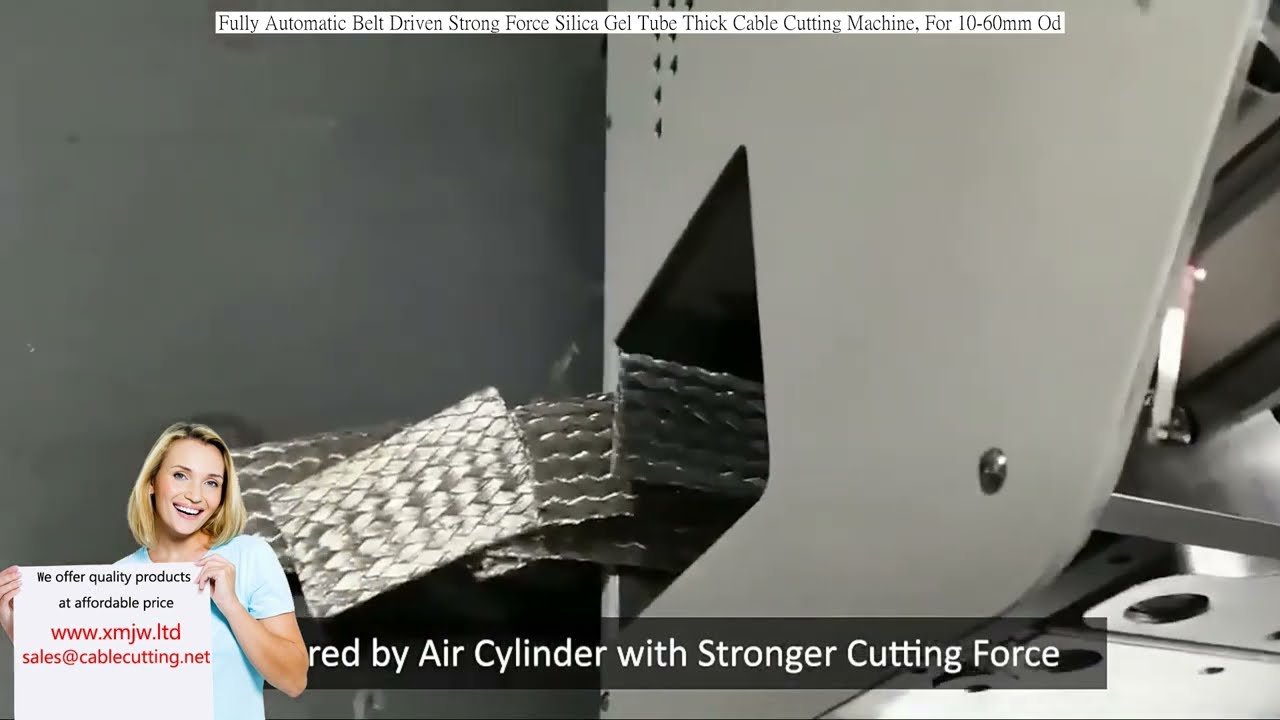 Fully Automatic Belt Driven Strong Force Silica Gel Tube Thick Cable Cutting Machine for 10-60mm OD