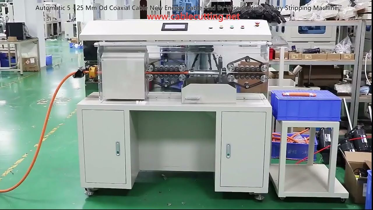 Automatic 5-25 mm OD Coaxial, New Energy, and BV Wire Cutting & Rotary Stripping Machine