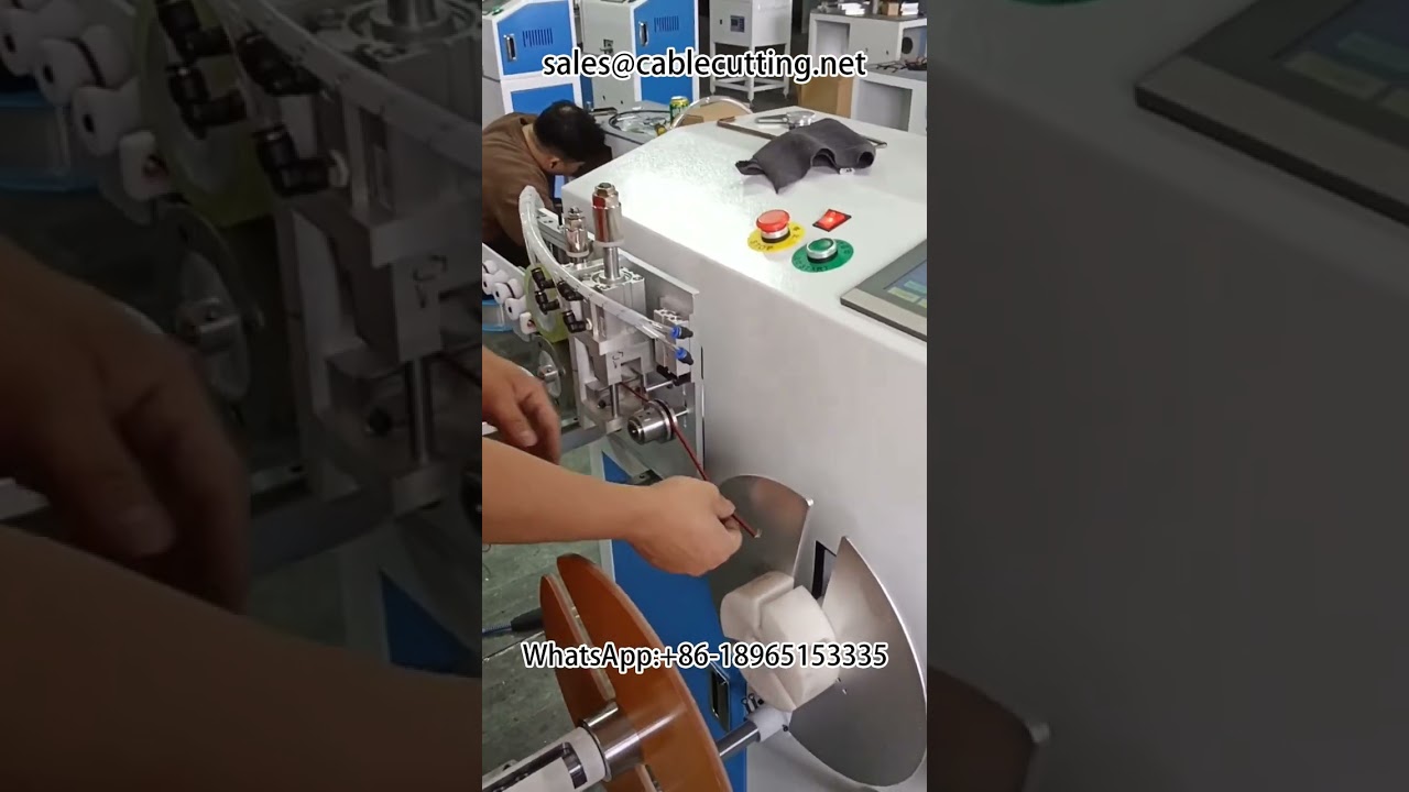 Red and black wire automatic metre counting sorting cutting winding and winding machine #wire windin