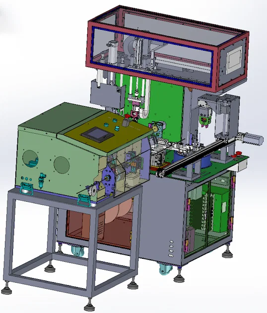 Coaxial cable cutting and stripping machine is connected to coiling and binding machine WPM-URT-81M